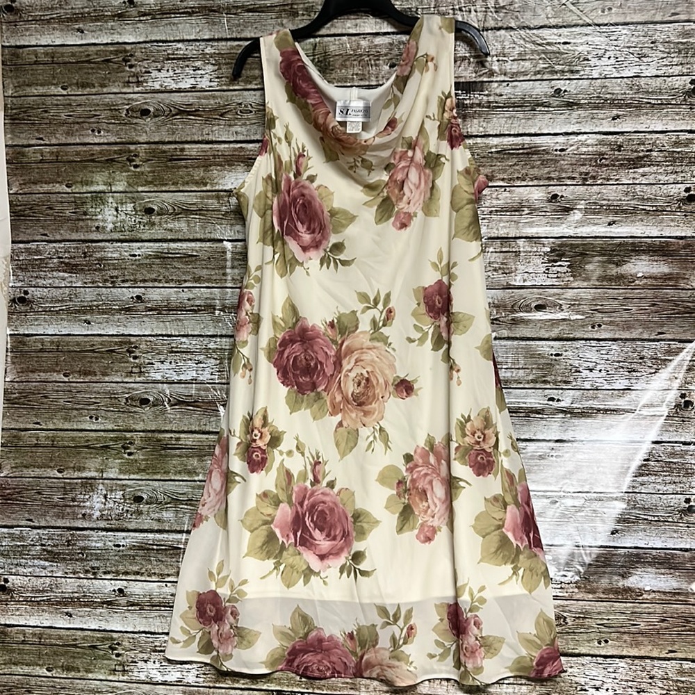 S.L. Fashions sheer floral lined dress